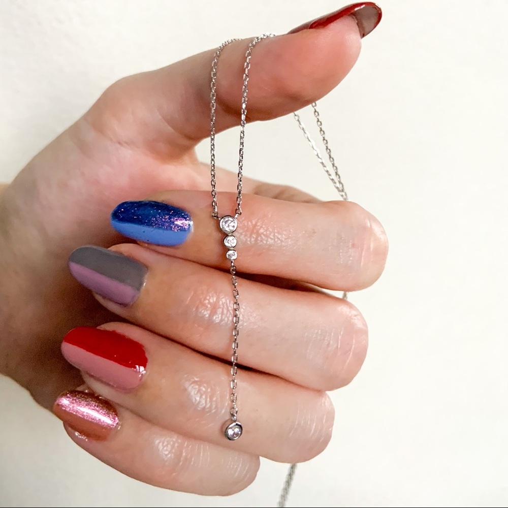 ❣️SOLD❣️Sterling Silver Cubic Zirconia Lariat Necklace